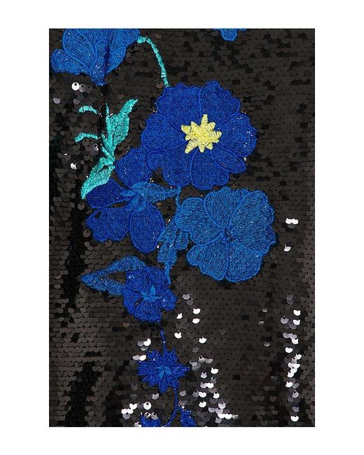 MILLY Blue Kait Vines Of Floral Sequins Dress