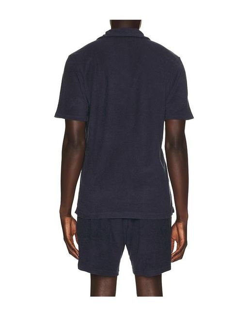Frescobol Carioca Blue Faustino Terry Cotton Blend Polo Short Sleeve for men