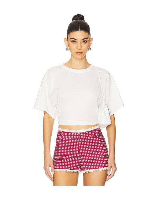 WeWoreWhat White Ruched Cropped Tee