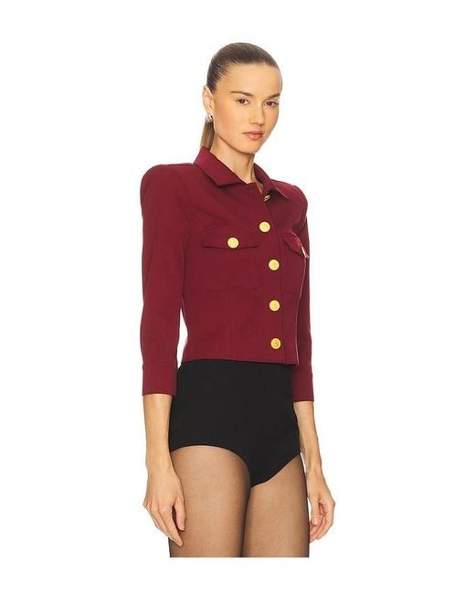 L'Agence Red Kumi Cropped Fitted Jacket