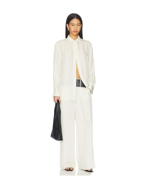 Theory White Hi Low Flou Shirt