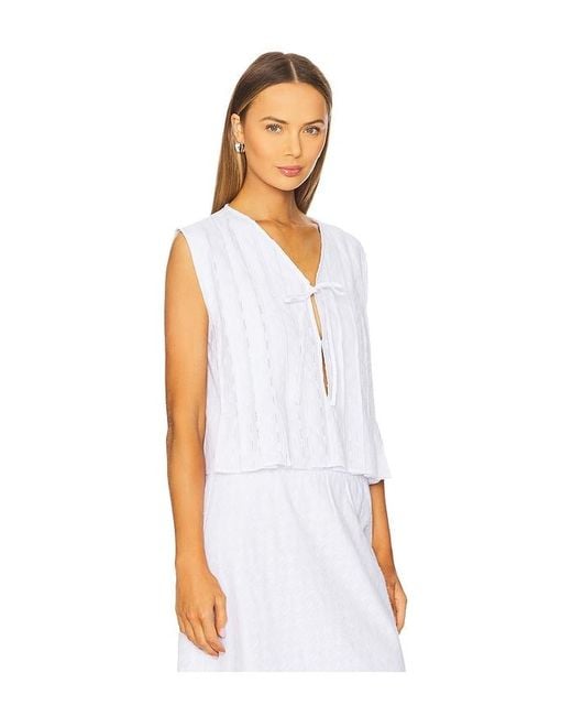 LNA White Kala Eyelet Top