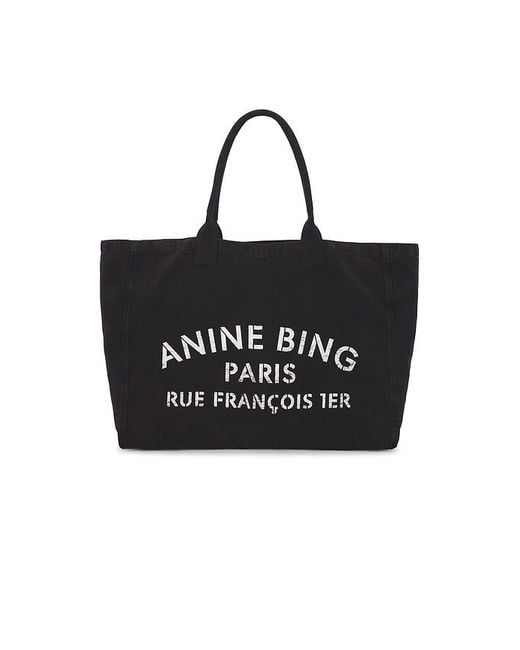 Anine Bing Black Leo Canvas Tote