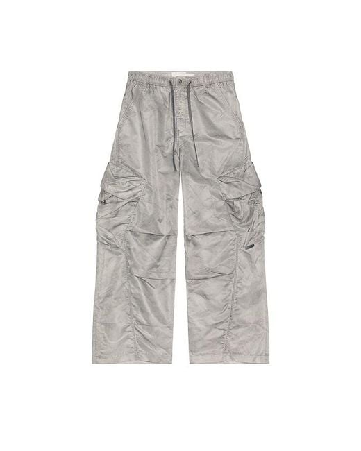 Feng Chen Wang Gray Sand Washed Nylon Cargo Pants for men