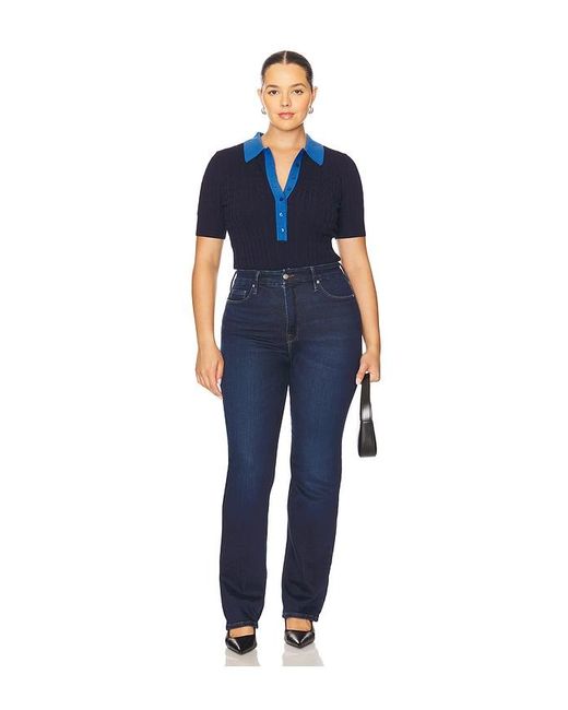 GOOD AMERICAN Blue Soft Tech Good True Straight Jeans