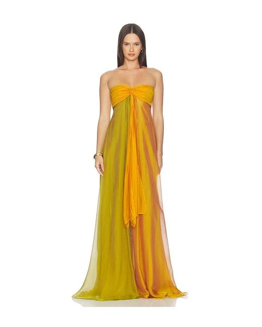 retroféte Yellow Lunaria Chiffon Dress