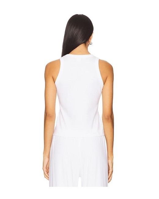 Leset White Nando High Neck Tank Top