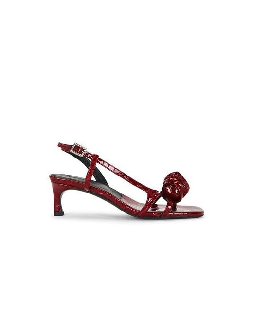 ROTATE BIRGER CHRISTENSEN Brown Mid Heel Knot Patent Croc Strappy Sandal