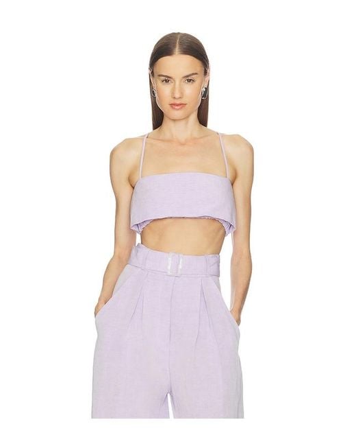 Matthew Bruch Purple Structured Bandeau Crop Top