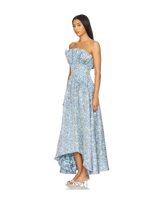 Elliatt Blue X Revolve Jacquard Asymmetric Gown