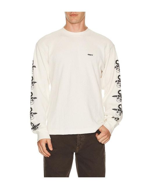 Obey White Ears Long Sleeve Thermal Tee for men