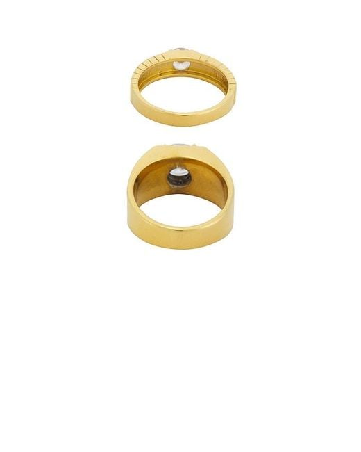 petit moments White Round Stone Statement Ring Set Of 2