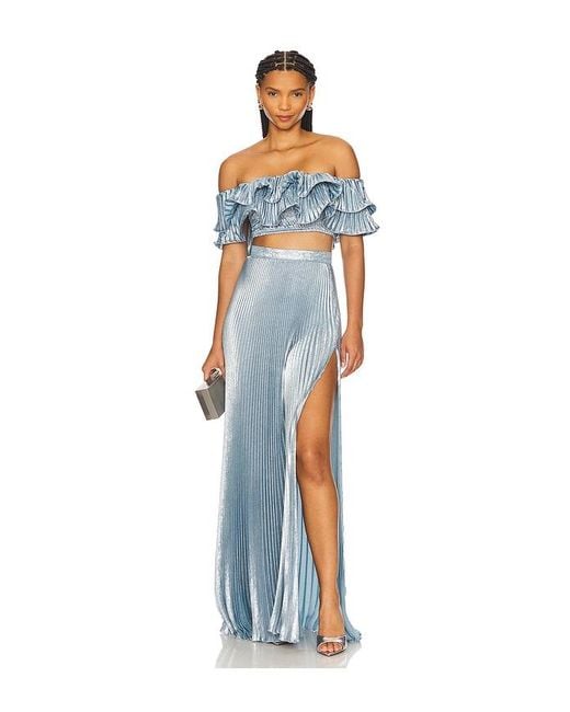 L'idée Blue Gala Split Skirt