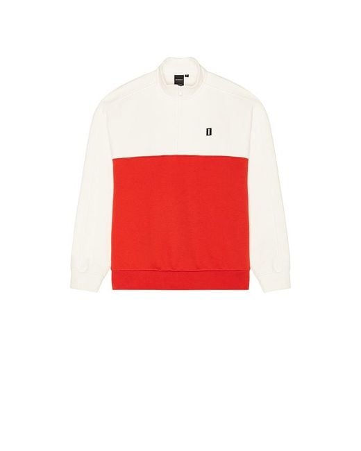 White/space Red Quarter Zip Sweatshirt for men