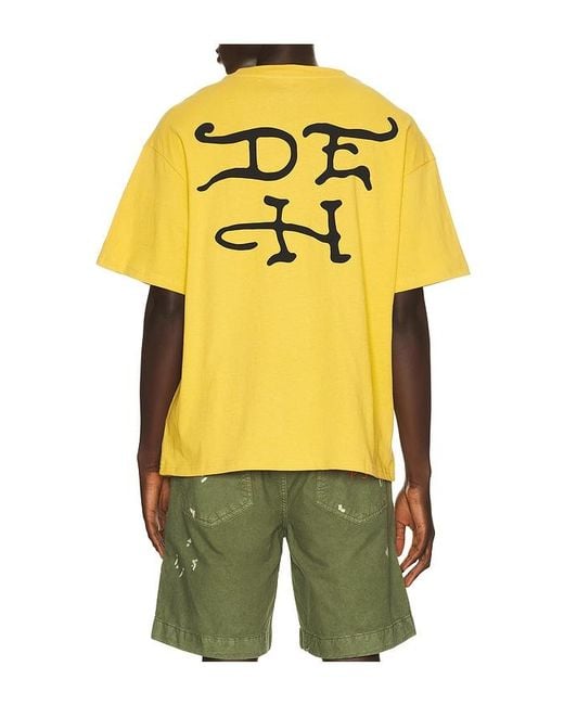 Ed Hardy Yellow Dragons Boxy Rhinestone Tee for men