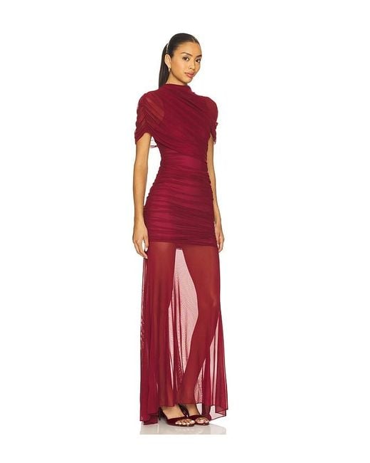 Amanda Uprichard Red X Revolve Evianna Mesh Gown