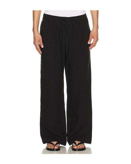 Commas Black Wide Leg Linen Trousers for men