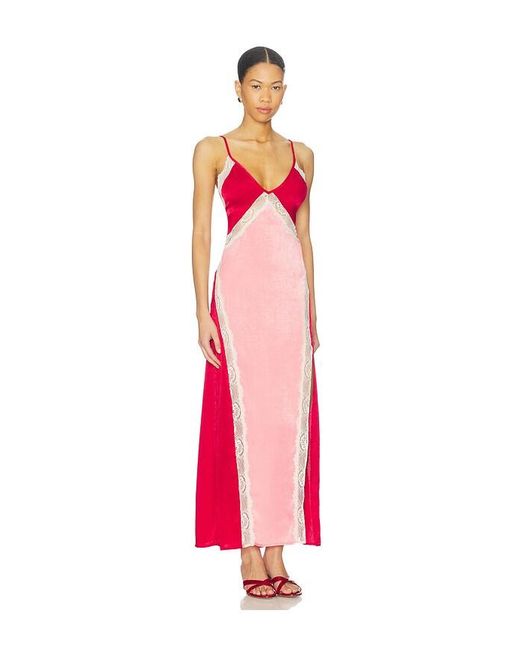 Free People Women's Red Some Kind Of Love Maxi Slip Dress