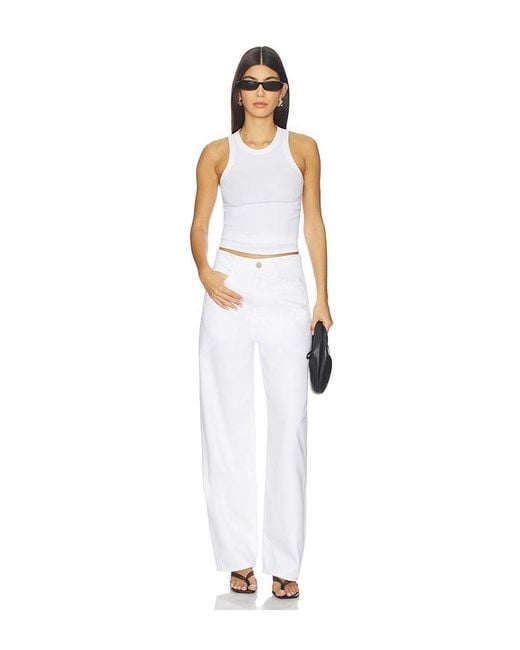 AYA MUSE White Simple High Neck Tank Top