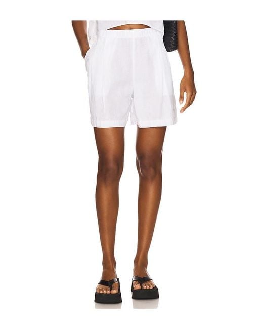 James Perse White Lightweight Linen Elastic Short