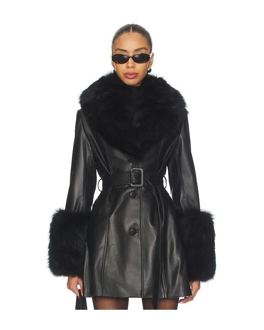 Susanna Chow Black Roxy Leather Coat