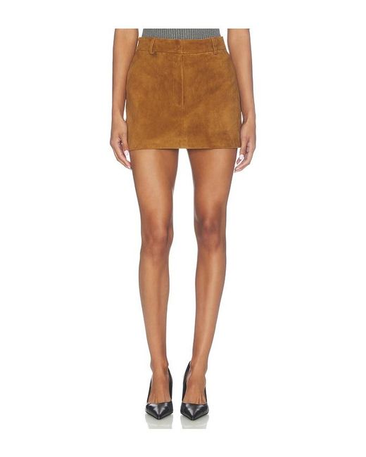 AEXAE Multicolor Lamb Leather Suede Mini Skirt