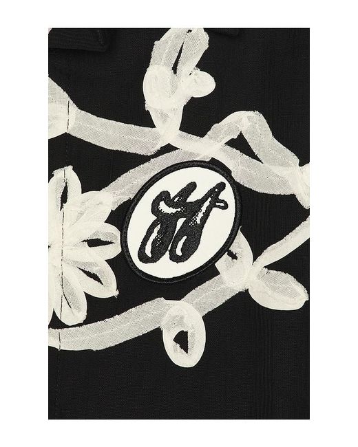 Honor The Gift Black Floral Ribbon Button Up for men