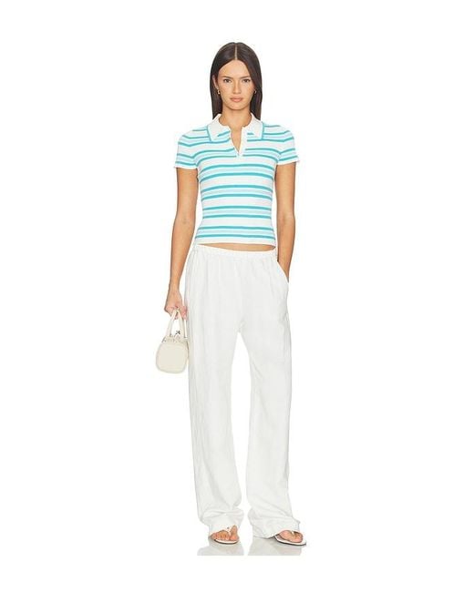 Jonathan Simkhai Blue Luka Striped Cotton Polo
