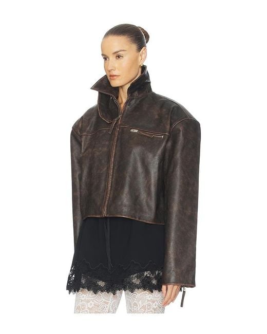 Helsa Black The Leather Oversized Moto Jacket