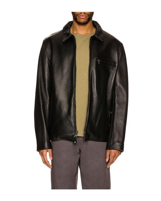 Schott Nyc Black Collar Lamb Leather Jacket for men