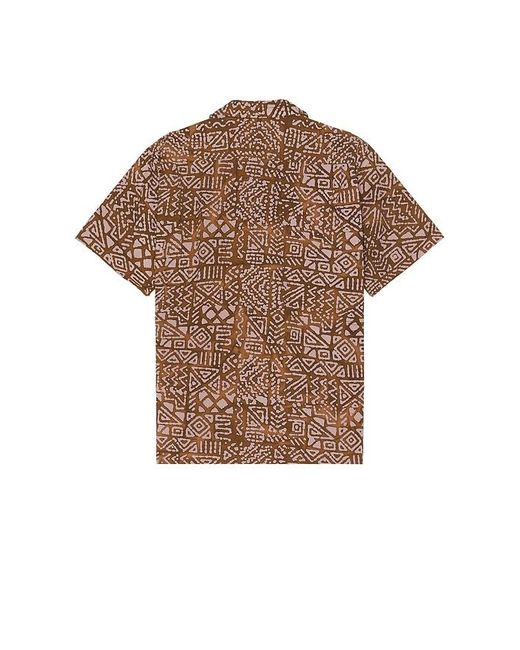 Beams Plus Brown Open Collar Batik Print for men