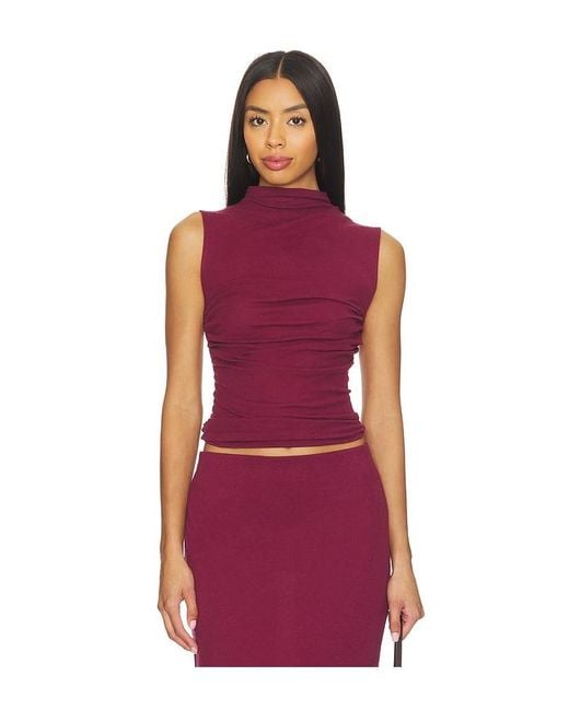 Enza Costa Red Cashmere Sleeveless Twist Top