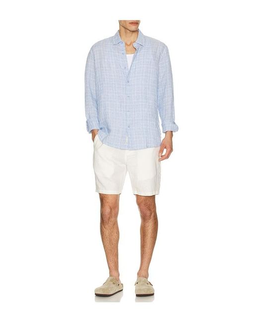 Onia White Linen Fixed Waist Short for men
