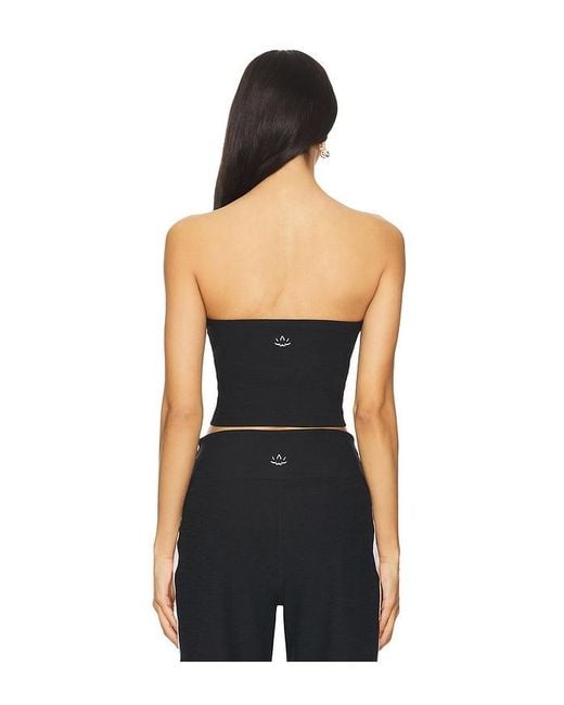 Beyond Yoga Black Spacedye Strapless Stripe Top