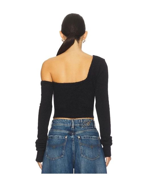 Blumarine Black One-Shoulder Knit Sweater
