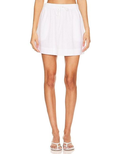 LNA White Mia Linen Mini Skirt