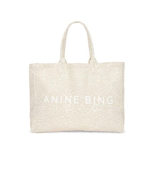 Anine Bing Natural Leo Canvas Tote Bag