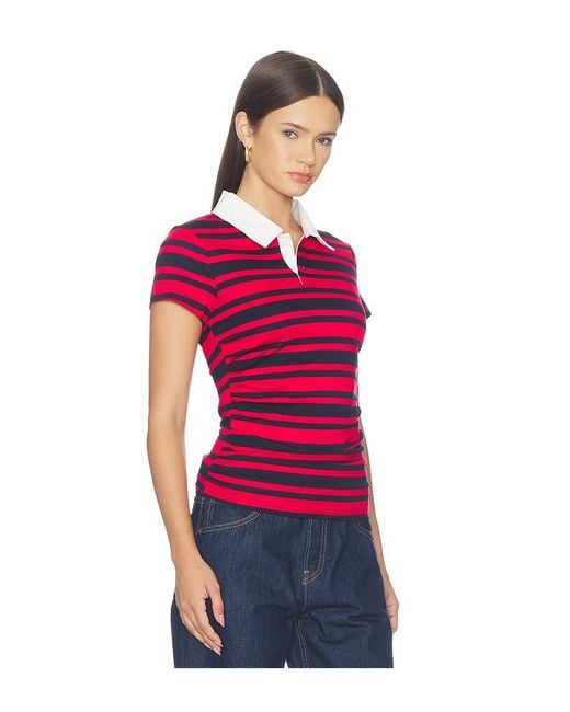 superdown Red Cleo Ruched Polo Tee