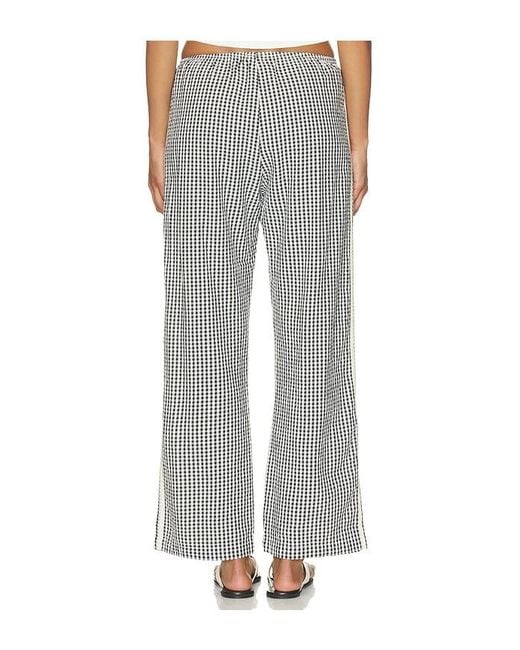 DONNI. Gray The Cotton Gingham Stripe Crop Pant