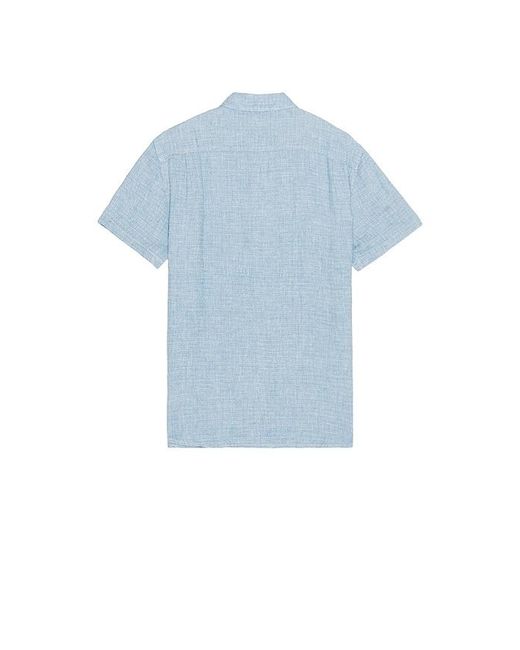 Faherty Brand Blue Short Sleeve Basketweave Shirt for men