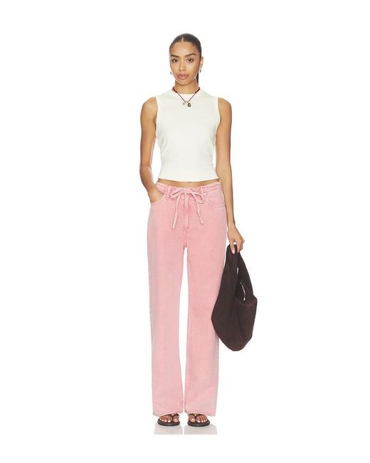 Rag & Bone Pink Featherweight Phoebe Drawstring Wide Jeans