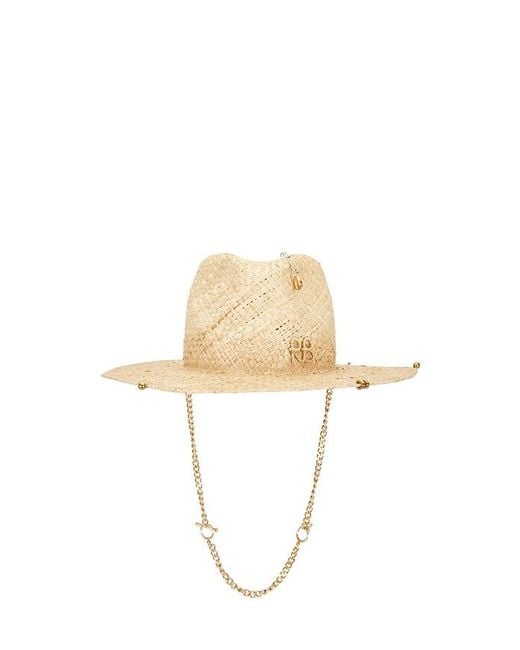 Ruslan Baginskiy White Chain Strap Fedora Hat