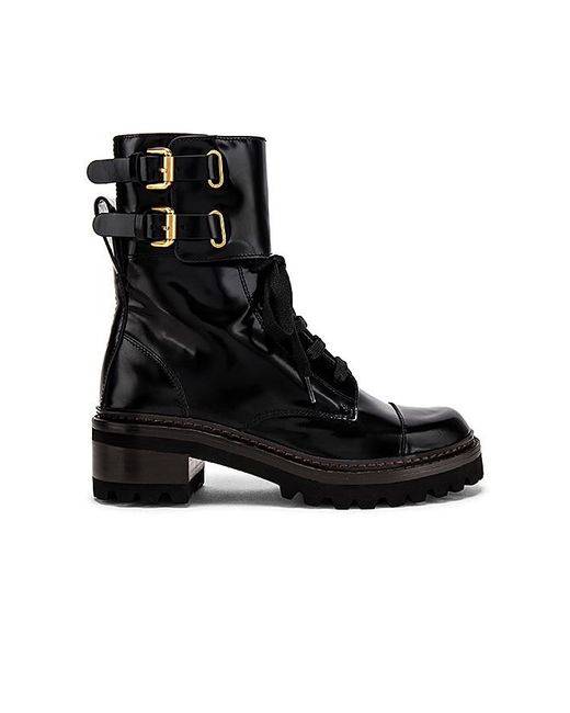 See By Chloé Black Mallory Biker Ankle Boot