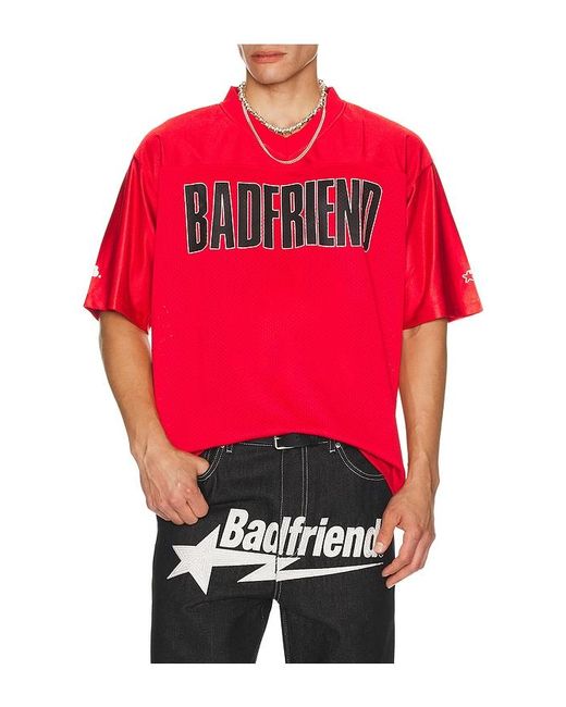 Badfriend Red Big Logo Football Jersey for men