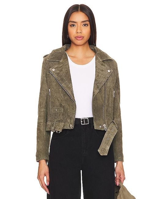 Blank NYC Green Faux Suede Moto Jacket