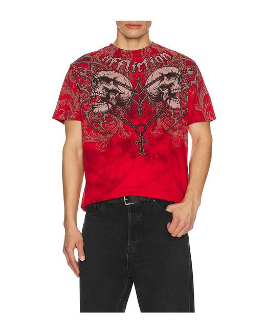 Affliction Red Collapse Tee for men