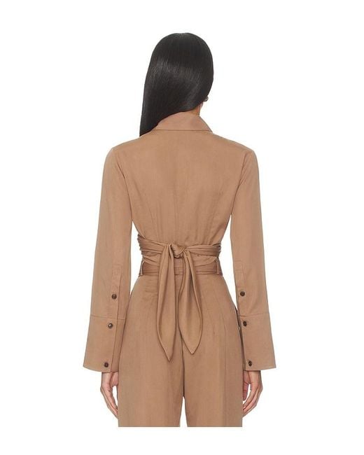 Matthew Bruch Natural Collared Long Sleeve Wrap Top