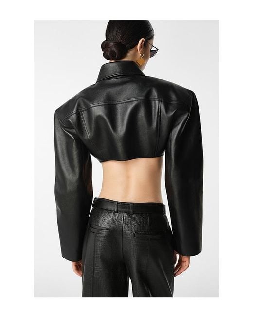 REVOLVE LOS ANGELES Black Agnes Cropped Leather Jacket