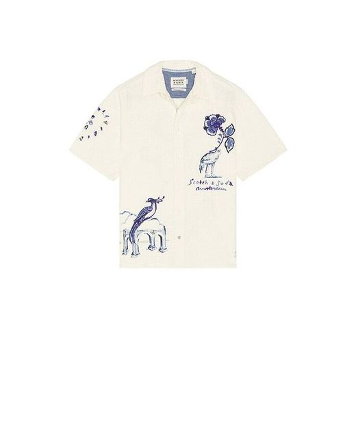 Scotch & Soda Natural Delfts Blauq Worked Out Relaxed Fit Short Sleeved Shirt for men
