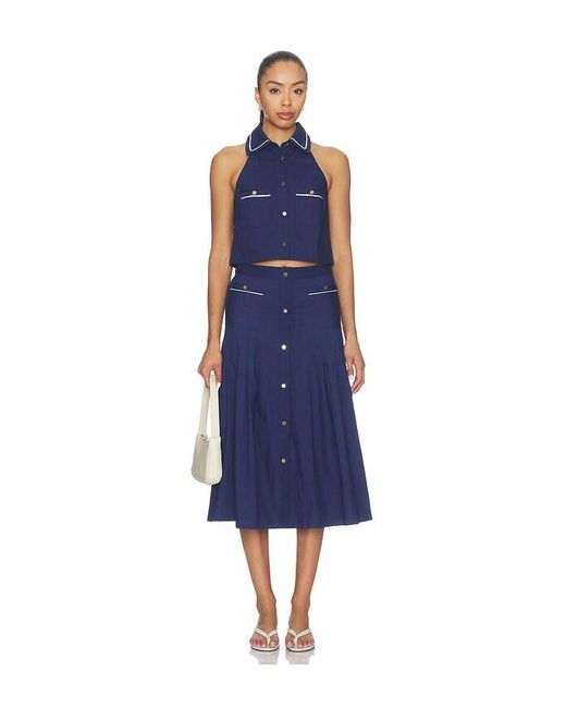 SER.O.YA Blue Yumi Poplin Skirt